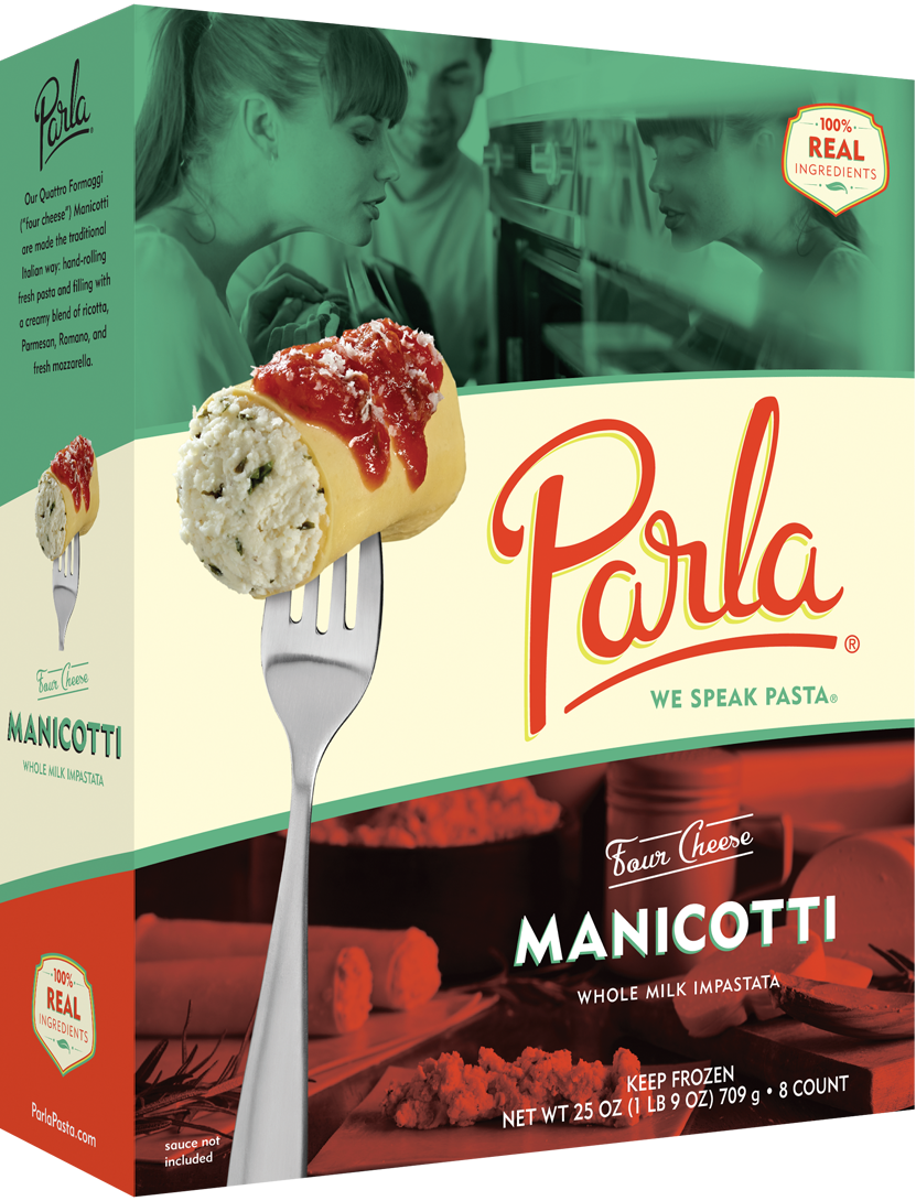 parla Four Cheese Manicotti product packaging
