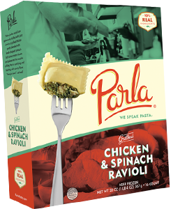 Parla Pasta Chicken & Spinach Ravioli package